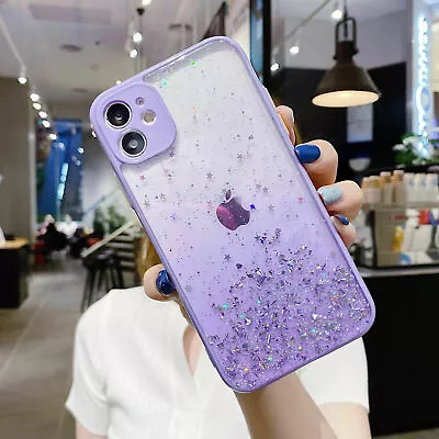 $9.94 • Buy Girls Glitter Bling Clear Bumper Case For IPhone 13 Pro Max 12 11 XR XS 87 Plus 