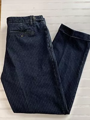 Vtg Ralph Lauren & Co Jeans Mens 38x32 Striped Blue Italian Cotton Denim ITALY • $74.62