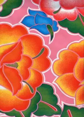 Oilcloth Fabric Exotic Floral Tehuana Pink Pattern Sold In Yard Or Bolt • $13.99