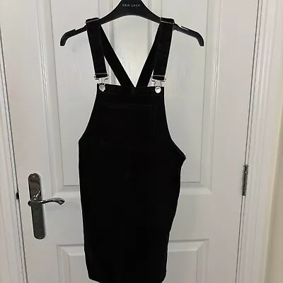 MISS SELFRIDGE Black Denim Dungarees SIZE 8 • £7.95