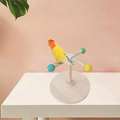 Birds Wood Perches Desktop Parrot Rotating Stand For Conures Macaw Lovebirds • $19.84