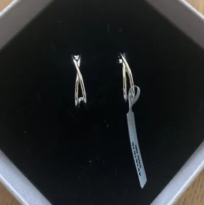 John Lewis Cross Hoop Earrings Silver. Tag Price £50. BN Boxed • £35