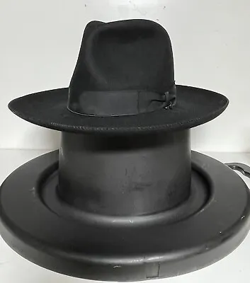 Borsalino Seyata Super 6 3/4 Black Felt Hat - Made In Italy - Comes With Hatbox • $69