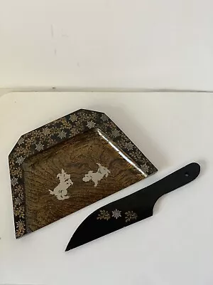 Vintage Black/Gold Scottie Dog Crumb Tray Catcher And Scraper 2 Piece Set • $3.99