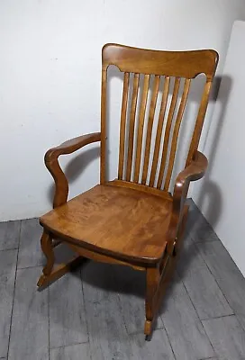 Vintage Rustic Farmhouse Country Solid Wood Windsor Spindle Back Rocking Chair • $405