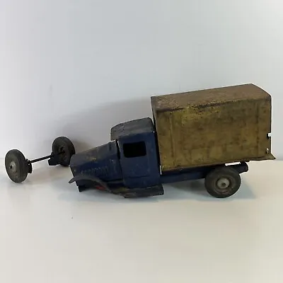 Vintage Metalcraft Pressed Steel Box Truck For Restoration W Goodrich Wheels • $158.40