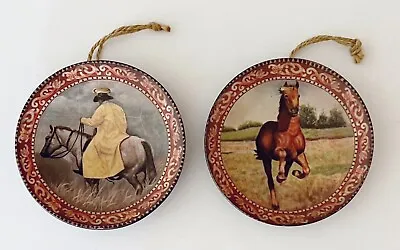 Vintage Horse Plates Set Of 2 Small Ceramic Wall Hanging 5”D Western • $18.99