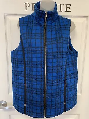 Erin London Blue/black Vest Zip Front M Checked 🌸 • $22.99