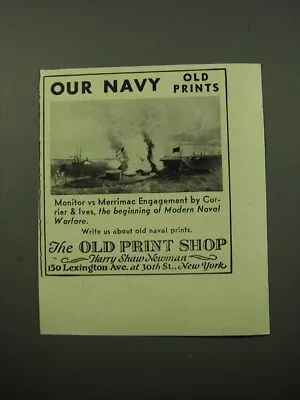 1950 The Old Print Shop Ad - Our Navy Old Prints - Monitor Vs Merrimac • $19.99