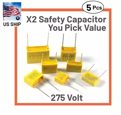 5 Pieces | 275V AC X2 SAFETY CAPACITORS Polypropylene MPX Metalized | US Ship • $8.12