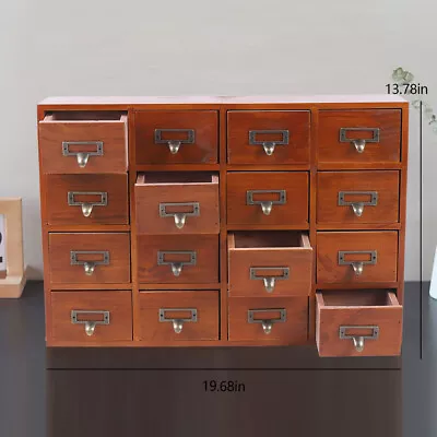 Desk Drawer Organizer Wooden Storage Box Rustic Small Parts Tool Box Cabinet NEW • $63.66