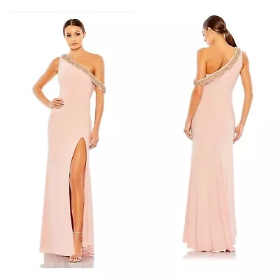 Mac Duggal 68163 Beaded Drop Shoulder Rose Jersey Gown  Size 8 Nwt • $175