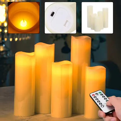 £15.95 • Buy Battery Power LED Flameless Flickering Wax Pillar Candles Lights Lamp Home Decor