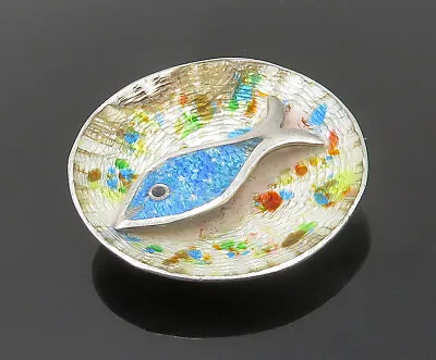 JOSE FLORES 925 Sterling Silver - Vintage Enamel Fish Art Brooch Pin - BP7526 • $49.95