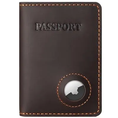 Passport Holder With Airtag Slot Full Grain Leather Mens Air Tag Passort Trav... • $31.10