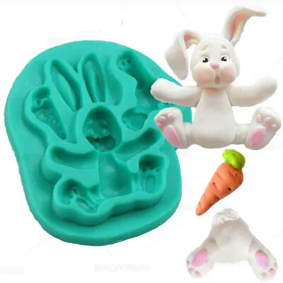 Easter Rabbit Silicone Cake Mold Fondant Sugarcraft Chocolate Baking Mould Tool • £4.79