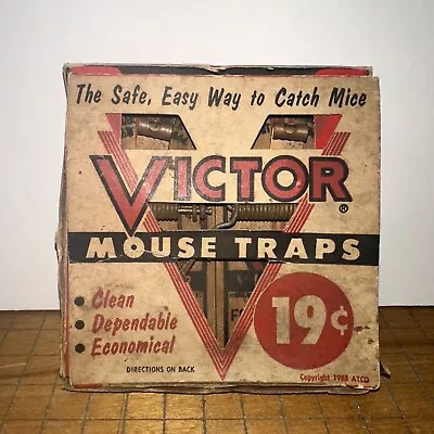 NEW Vintage VICTOR 2 Pack Mouse Traps 19 Cent Box 1955 Nos New Old Stock • $19.99