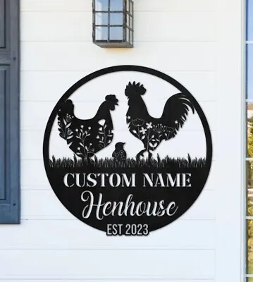 Personalized Chicken Farm Metal Sign Chicken Coop Sign Custom Hen House Sign • $91.19