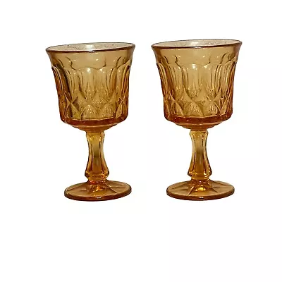 Pair Of 2 Vintage Noritake Perspective  Amber Goblet Wine Glass 6  Stemware • $9.99