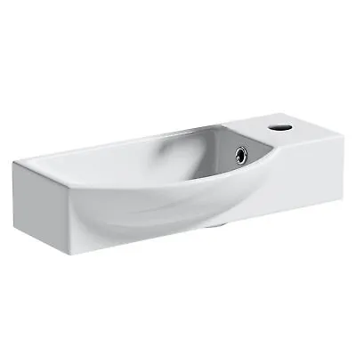 £38.95 • Buy 500mm Wall Hung Curved Basin Sink 1 Tap Hole