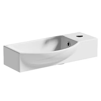 500mm Wall Hung Curved Basin Sink 1 Tap Hole • £39.95