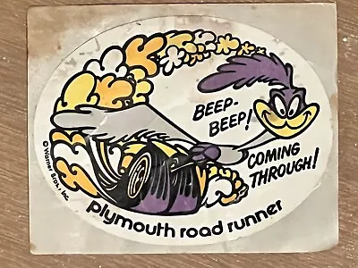 Vintage Plymouth Mopar Bumper Sticker 1967 Roadrunner OEM RARE Original 4” • $20