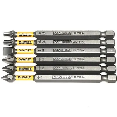 3.5 Inch PH1 PH2 SL8 T25 DEWALT MAXFIT Ultra 6 Pc Bit Set IMPACT READY NEW • $13.99