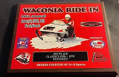 Waconia 2018 Collector 2nd Place Plaque Featuring Mercury Sno Twister (436) • $44.99