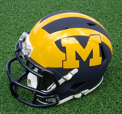 Michigan Wolverines M Logo Navy Matte Football Mini Helmet • $54