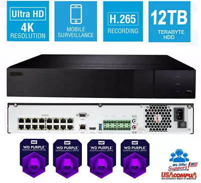 TVT  32CH 4K NVR H.265 12TB Hdd Purple Compatible With Q-SEE QT816 UP TO 8MP • $899.99