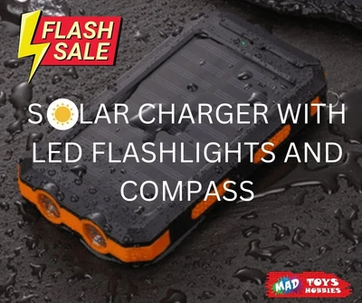 $19.95 • Buy PHONE SOLAR CHARGER 10000mAh Portable Dual USB Compass Torch Waterproof Battery 