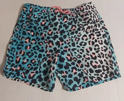 Men's Swim Trunks Shorts Suit Beach Swim Water Sports Blue Leopard Cheetah M • $9.99