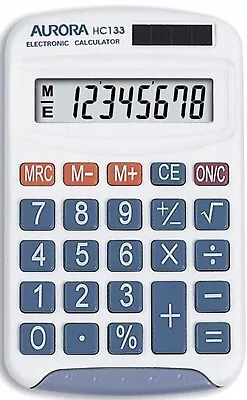 Aurora HC133 Handheld Calculator Big Numbers / Dual Powered • £5.29