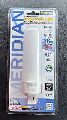 Meridian 15 Watt LED Bulb Bright White 4000K G24 Base Non-Dimmable #13185 • $12.95