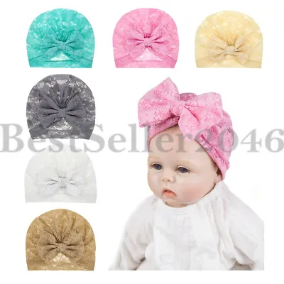 $12.99 • Buy 6pcs Toddler Baby Girls Big Bow Knot Headband Lace Hairband Turban Head Wrap Set