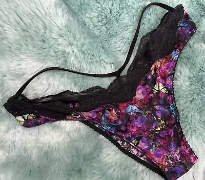 New Victoria's Secret Very Sexy Floral Y-Back Shine Strap Brazilian Panty XL • $15