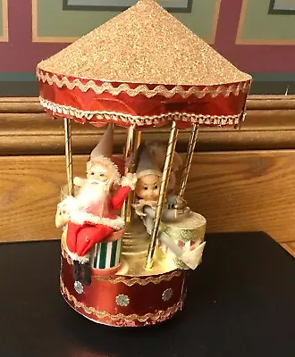 Vintage Christmas Santa & ELVES DRUMMING Rotating Music Box Sankyo Japan • $99