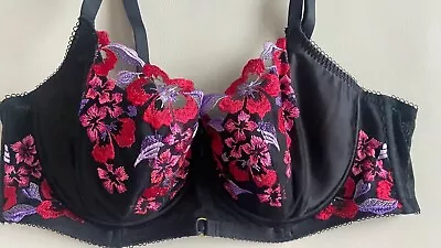 BNWT M&S Boutique Black Mix Isabella Embroidered Wired Padded Balcony Bra • £10