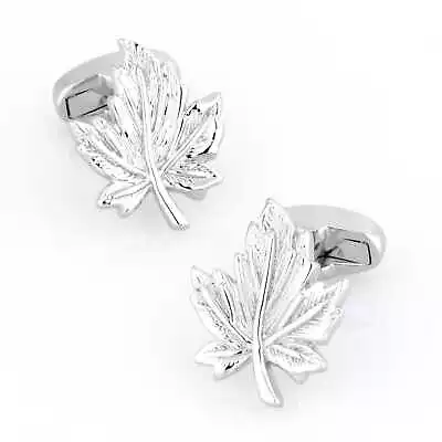 Silver Canadian Maple Leaf Cufflinks • $25.09