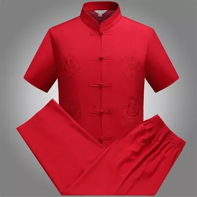 Tang Suit Traditional Chinese Clothing Men Shirt Top Pant Hanfu Kung Fu Blouse • $37.87