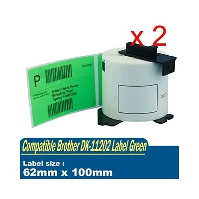 2x Generic For Brother DK-11202 Green Shipping/Name Label QL570 QL700 QL810W • $26.90