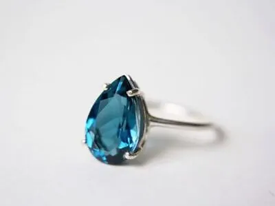 Blue Topaz Gemstone 925 Sterling Silver Ring Mother's Day Jewelry SE-648 • $13.42