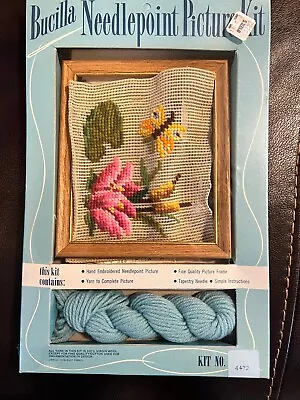 Bucilla Needlepoint Picture Kit Vintage Lilypad Butterfly Includes Frame Yarn • $9.99