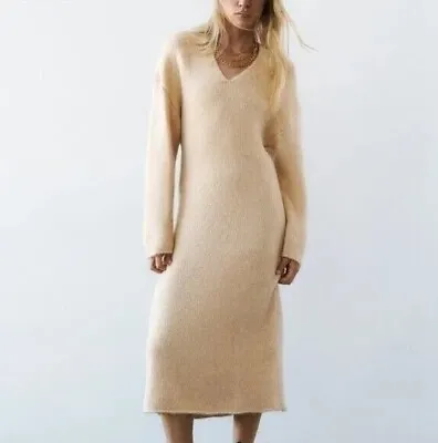 $69 • Buy Zara Knit Sweater Dress Sand S NWOT