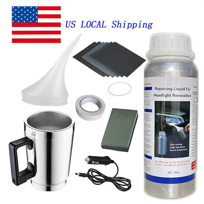 Headlight Restoration Kit Headlamp Polymer Repair Kit+Lens Atomizing Cup Polish • $24.98