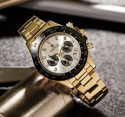 Mens Gold Luxury Chronograph Watch • £24.07
