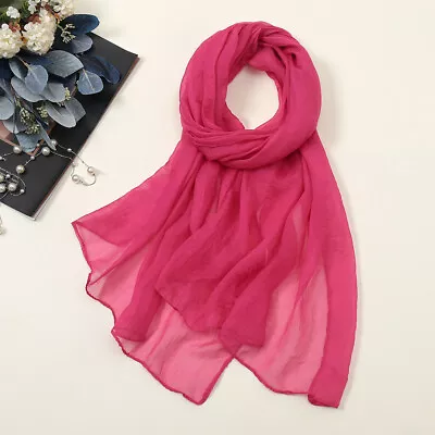 170*70cm Thin Chiffon Scarf Multi-function Soft Headscarves Pure Color DIY 1PCS • $4.46