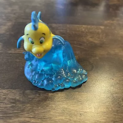 Disney The Little Mermaid 1989 Flounder Blue Yellow Fish On A Wave PVC Figure 🤩 • $10