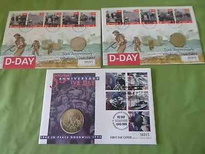 3 First Day Cover / Coin Issues  - D - Day  And Ve Day • £7.71