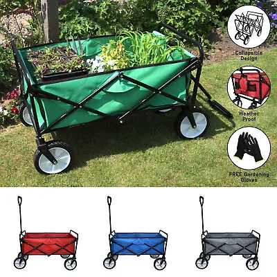 Foldable Garden Cart Wagon Trolley Utility Wheel Barrow Pull Along Wheelbarrow  • £59.99